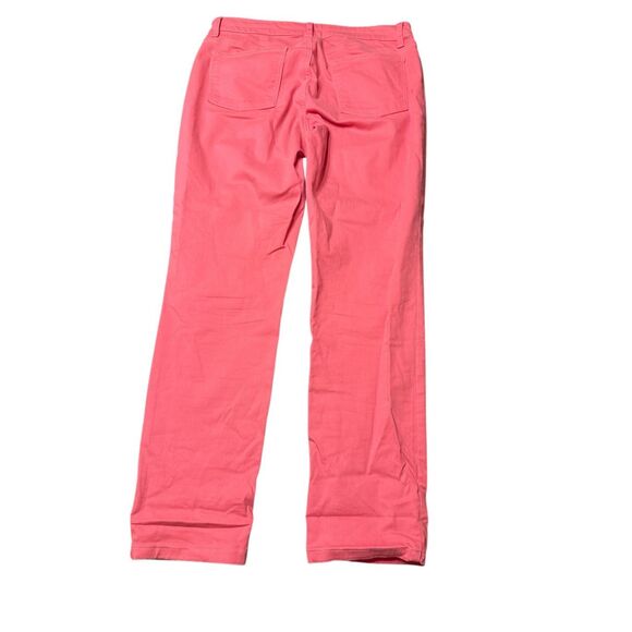 2 Eileen Fisher Pants Cotton blend 5-pocket Jean Style size 8 Aqua And Salmon - Picture 3 of 10